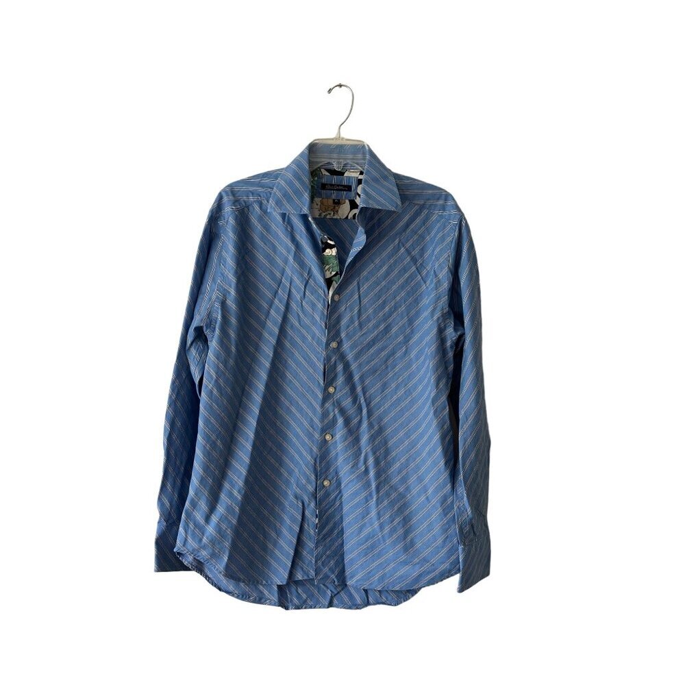 Robert Graham Blue Striped Button-Down Shirt XL 100% Cotton  Long Sleeve